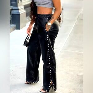•Rock With Me• Studded Faux Leather Elastic Waist Pants